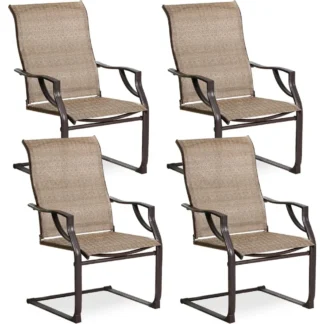 BALI OUTDOORS Juego de 4 sillas de comedor para patio, textiles con movimiento de resorte, para exteriores, césped, jardín, patio trasero
