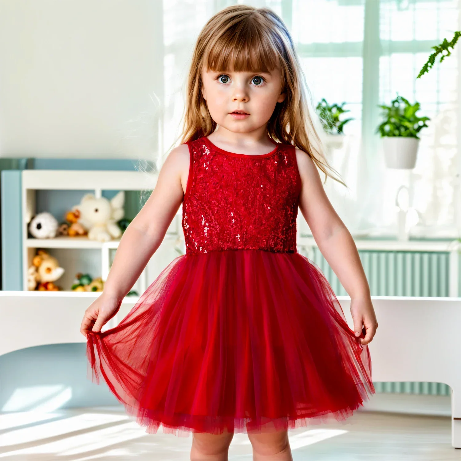 Vestido tutú sin mangas con lentejuelas para niñas, vestidos de princesa para fiesta de cumpleaños, ropa informal de Navidad para niñas pequeñas de 2 a 6 años