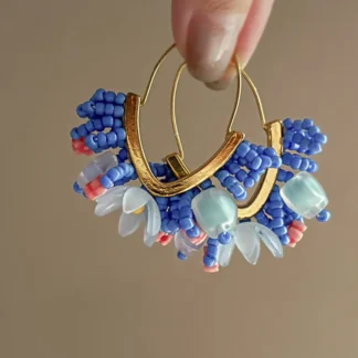 NISHIZAWA-pendientes de borla de flores de cuentas de colores para mujer, pendientes de estilo étnico Retro, moda