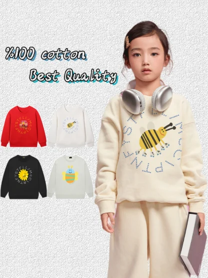 Sudaderas con capucha bonitas de abeja para niñas, ropa de otoño para niños, ropa informal de vacaciones, jersey Floral para niños, sudadera para niñas pequeñas, Tops, 2025