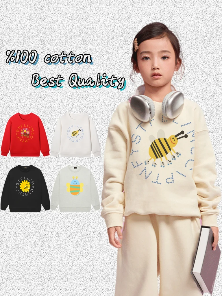 Sudaderas con capucha bonitas de abeja para niñas, ropa de otoño para niños, ropa informal de vacaciones, jersey Floral para niños, sudadera para niñas pequeñas, Tops, 2025