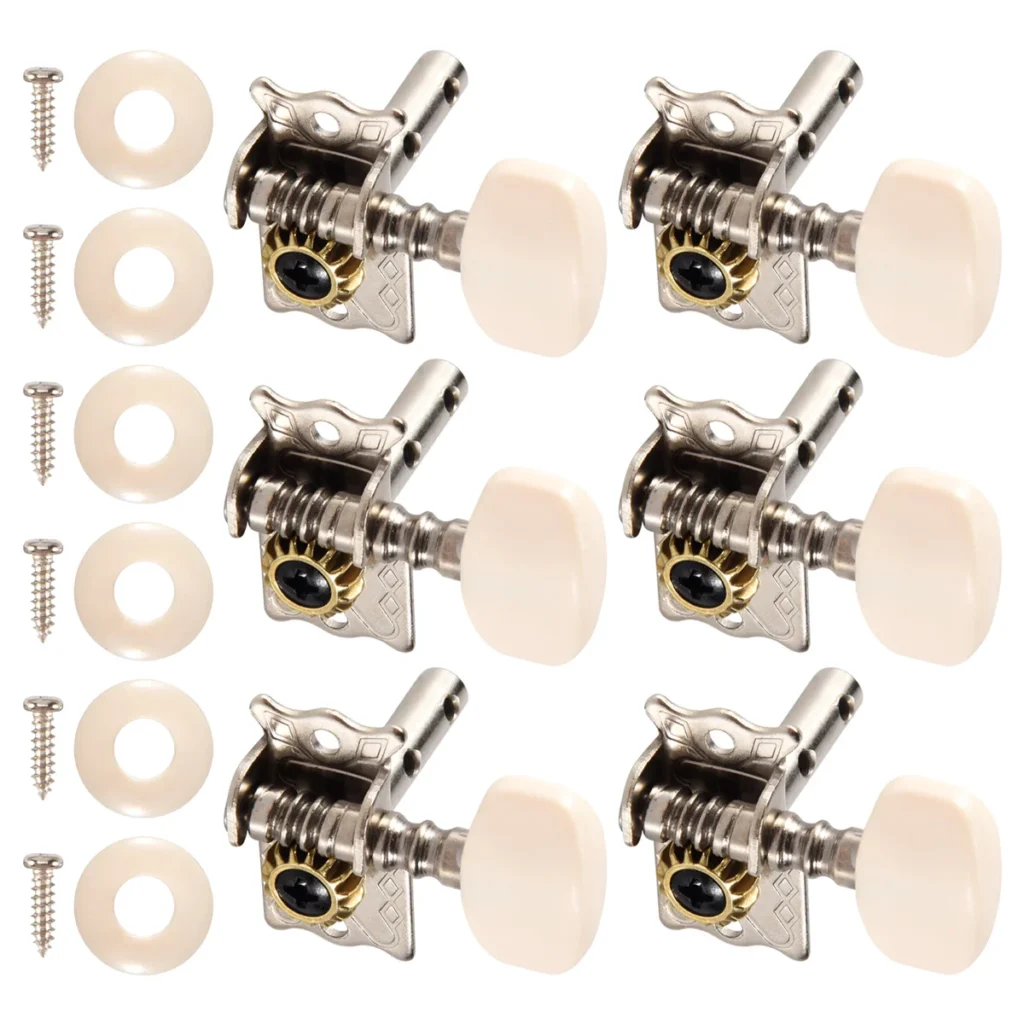 Práctico cabezal de máquina afinadora de clavijas de afinación de cuerdas de guitarra acústica, 6 uds.