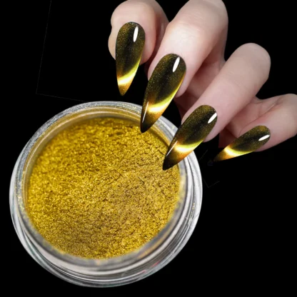 Polvo de uñas cromado de ojo de gato, polvo magnético camaleón 3D, efecto de ojo de gato, pigmento de efecto espejo, polvo mágico, Galaxia holográfica