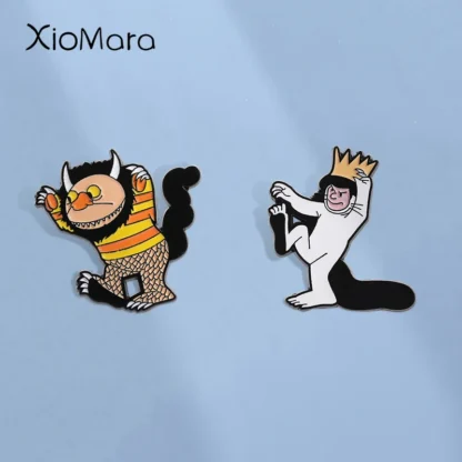 Alfileres esmaltados de monstruo bonito, broches de Metal de animación de dibujos animados, insignia de solapa de moda, mochila, ropa, regalo de joyería para amigos