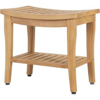 Banco de ducha de teca impermeable con estante y pies antideslizantes, silla de ducha resistente para ducha interior, taburetes de ducha para personas mayores
