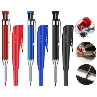 Lápiz mecánico de carpintero sólido de Metal de 2,8mm con soporte, marcador mecánico de Agujero profundo, Clip de bolsillo, herramienta para lápiz, carpintero