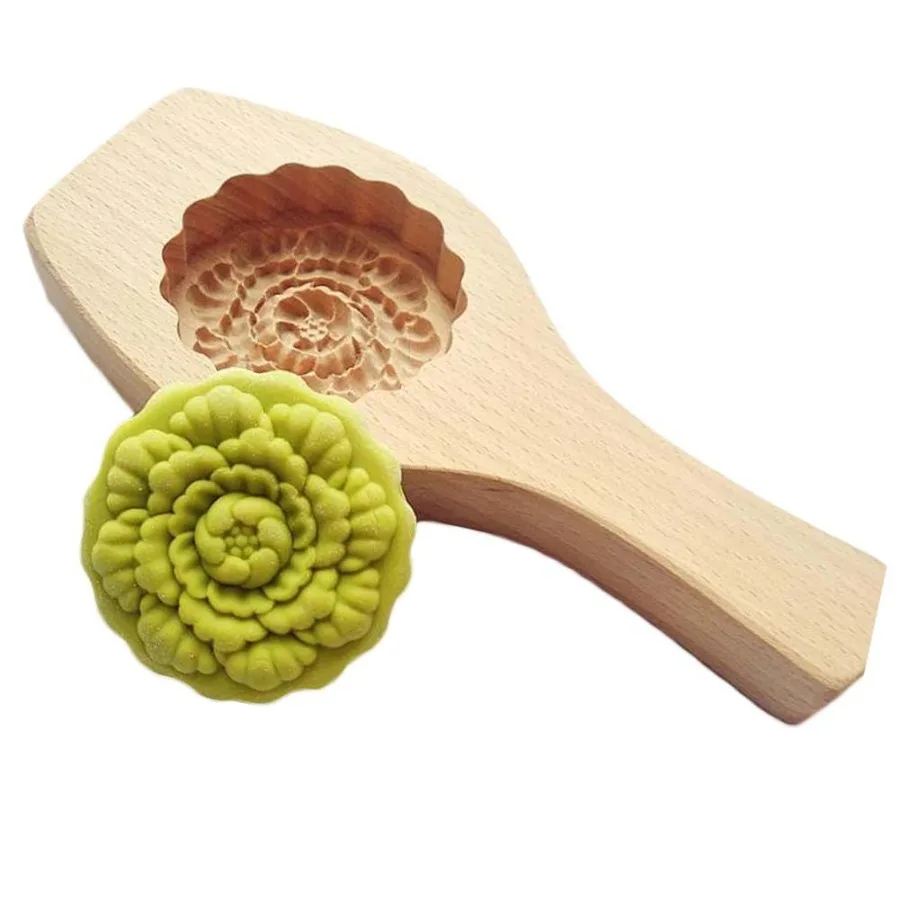 Molde de madera para pastel de Luna, molde para hornear pastel de calabaza DIY, molde para pan y pastel de arroz, molde para repostería de peonía 3D, 75g