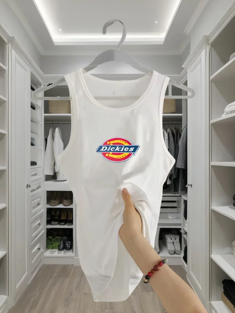 Camiseta sin mangas con cuello redondo para mujer, novedad de verano, sin mangas, ajustada, informal, a la moda, elástica, estampada de marca