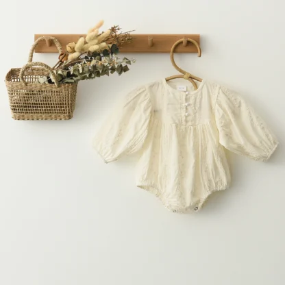 Pelele de princesa de encaje para bebé recién nacido, ropa de algodón, Color puro, Retro, Primavera