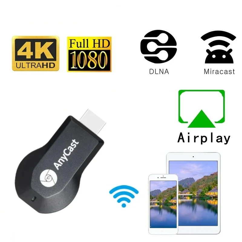 Receptor Dongle de TV con pantalla WiFi inalámbrica M2 Plus, 4K, 1080P, compatible con HDMI, TV Stick para DLNA Airplay Miracast para IOS y Android