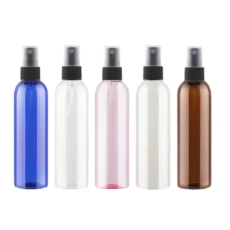 20 piezas botella de niebla pulverizadora de plástico 200ML vacío hombro redondo negro blanco bomba cosmética recargable botellas de Spray desinfectante de manos