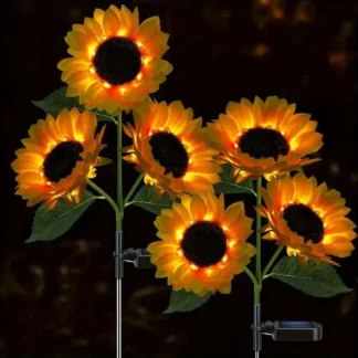 Luces solares de girasol de 3 cabezales, estaca de jardín, luces LED impermeables decorativas para exteriores, luces de paisaje para Patio, jardín, Patio
