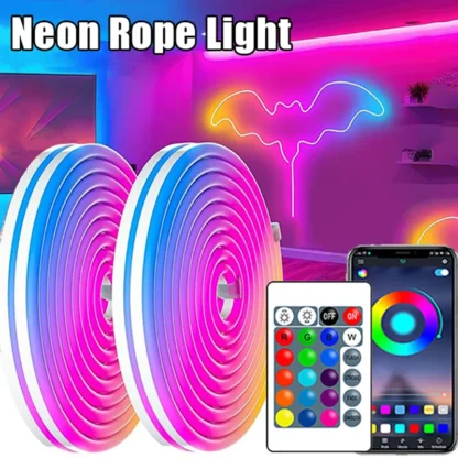 Tira de luces de neón RGB, 1/2/3/5M, impermeable, bricolaje, cuerda de luz de neón, Tuya, WiFi, Bluetooth, Control, cinta Flexible para decoración de habitaciones