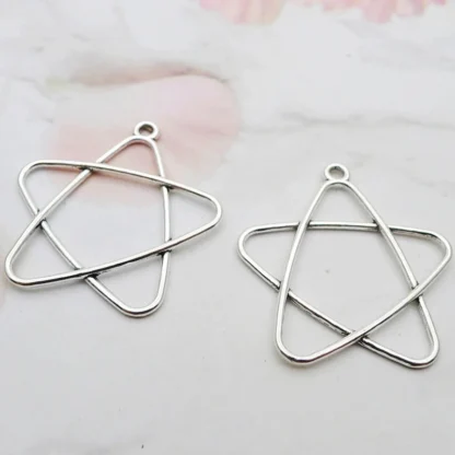 10 Uds. De dijes de pentagrama de aleación de moda de 32x35mm, fabricación de pendientes, dijes DIY AAC044