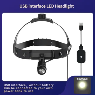 Burite 50000LUX Lámpara de alta intensidad Casco de operación de odontología Linterna frontal médica USB (sin batería) Faro LED (JU-M01-F)