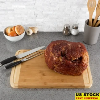 Tabla de cortar de bambú ecológica con ranuras para jugo, tabla de preparación de cocina antibacteriana antimicrobiana, para cortar y servir