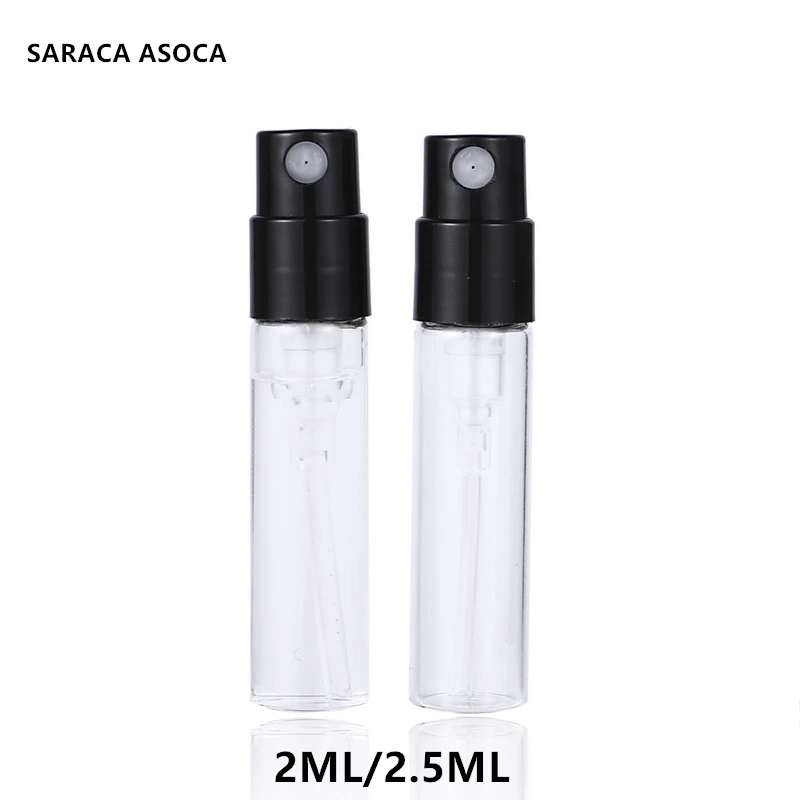 2 ml 2,5 ml 400 unids/lote botella de vidrio de bayoneta con pulverizador negro transparente botella de Perfume de muestra