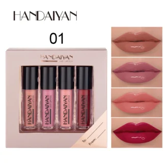 HANDAIYAN-Juego de brillo de labios de taza antiadherente, tinte de labios, acabado mate, lápiz labial líquido de terciopelo, 4 piezas