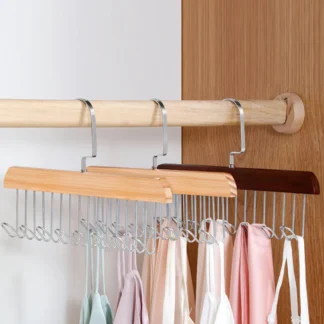 Colgador de 8 ganchos de madera maciza 1/2, ropa interior, chaleco, gancho multifuncional para corbata, adecuado para dormitorio, apartamento, acabado de dormitorio
