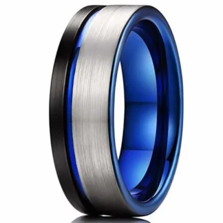 Anillos de acero inoxidable de titanio Tricolor de 8mm a la moda para hombres y mujeres, anillos de promesa cepillados negros para hombres, regalos de joyería para fiesta y boda