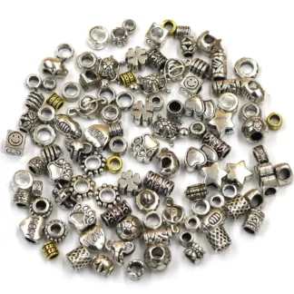 Cuentas europeas espaciadoras con agujero grande y estrella de corazón redondo mezclado para pulseras de dijes europeos, joyería DIY, accesorios hechos a mano