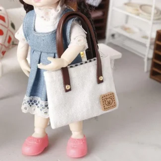 Mini bolso de lona de simulación para casa de muñecas, bolsos de hombro, accesorios de ropa para muñecas, decoración de microescena, juguetes para juego de imitación, 5x7,3 cm