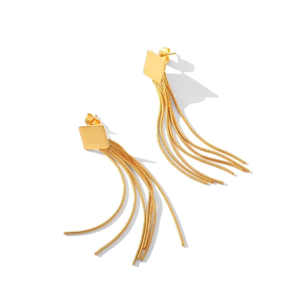 Pendientes de borlas para mujer, chapados en acero inoxidable, oro de 18 quilates, pendientes de verano, accesorios de joyería de moda, regalo