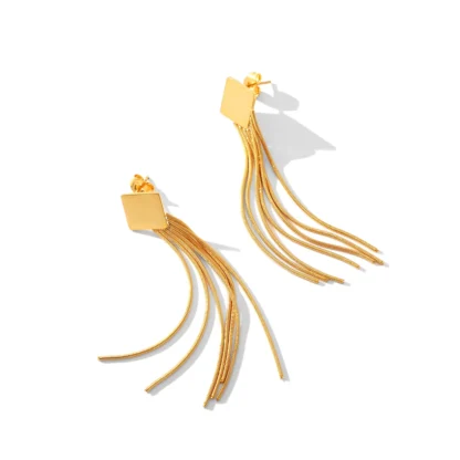 Pendientes de borlas para mujer, chapados en acero inoxidable, oro de 18 quilates, pendientes de verano, accesorios de joyería de moda, regalo