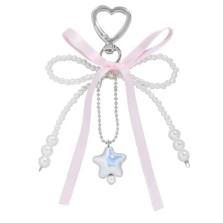 E0bf encantador llavero corazón con decoración bolsa bowknot fácil adjuntar accesorio