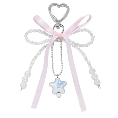 E0bf encantador llavero corazón con decoración bolsa bowknot fácil adjuntar accesorio