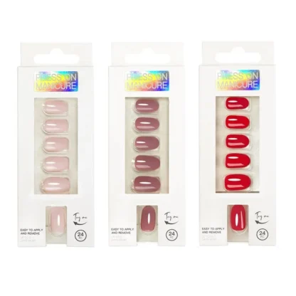 24 unids/caja de uñas postizas de cabeza redonda desmontable para manicura para mujer, uñas postizas usables, puntas de uñas de cobertura completa