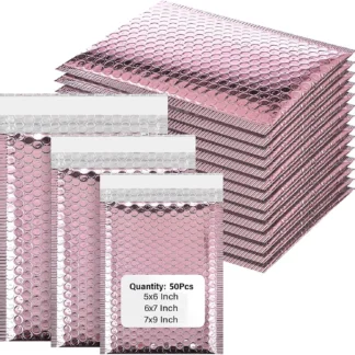 50 unids/lote de sobres de burbujas metálicos de oro rosa, bolsas acolchadas de papel de aluminio, bolsas postales aluminizadas, embalaje de regalo, sobres de envío acolchados