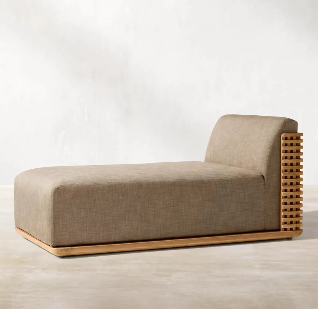 Muebles de exterior de estilo lujoso, cojín grueso, cómodo, teca, chaise lounge
