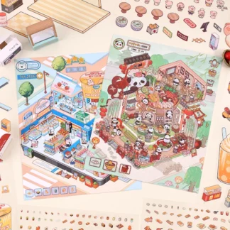 Kawaii ﻿ ﻿   Pudding Shop3D pegatinas de escena de cabina pegatinas de paisaje DIY escena de cabina de bolsillo Festival vacaciones regalos para niños