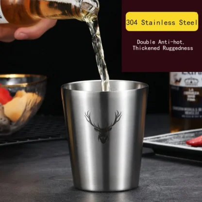 Taza de acero inoxidable 300 de doble capa para zumo, café, bebida fría, cerveza, botella informal portátil a prueba de caídas, regalo personalizado, 304 ml