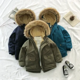 Ropa para bebés, niños y niñas, chaqueta de piel sintética, abrigo cálido, parka de invierno para niños y adolescentes, ropa acolchada de algodón de Navidad, abrigo infantil