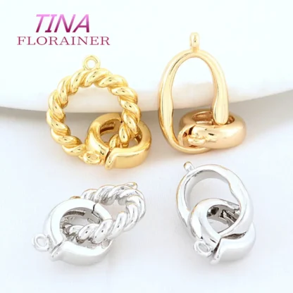 30MM 28MM 18K Color oro pulseras redondas de latón conectar cierres accesorios de joyería Diy de alta calidad