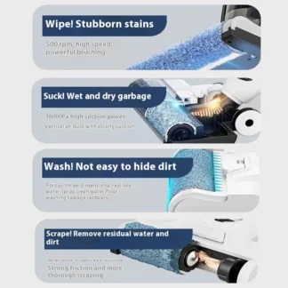 Máquina de limpieza de suelo, fregona al vacío combinada, totalmente automática, inteligente, inalámbrica, de mano, manos libres, máquina de barrido y fregado perezoso