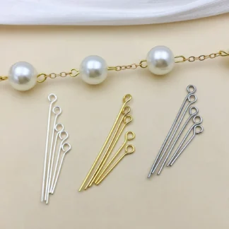 10/20/30/50 Uds. De cobre chapado en oro de 18K y grueso plateado de 16/18/20/26/30/35mm, alfileres de cabeza de bola para accesorios de joyería