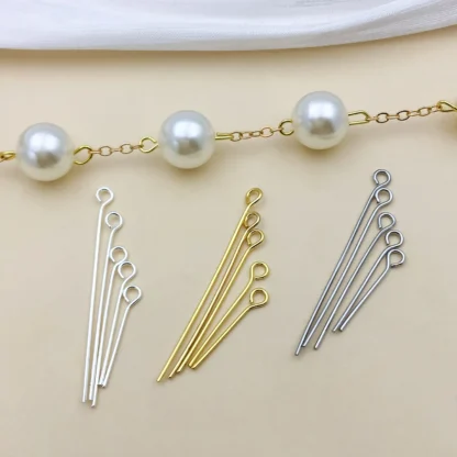 10/20/30/50 Uds. De cobre chapado en oro de 18K y grueso plateado de 16/18/20/26/30/35mm, alfileres de cabeza de bola para accesorios de joyería