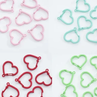 Llaveros de corazón de colores de Metal, hebilla giratoria, cierres de langosta de resorte, ganchos, llaveros, accesorios, fabricación de joyas, 5 uds.