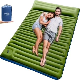 Colchoneta doble para dormir para acampar, colchoneta para dormir para acampar para 2 personas extragruesa de 6" con almohada, bomba de pie incorporada, colchoneta inflable