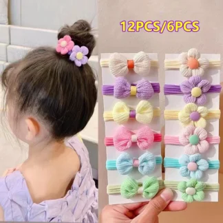 20 piezas, 10 Uds., accesorios para el cabello para niña, bandas elásticas para el cabello, Anillo para el cabello estilo flores, tocado para fiesta de cumpleaños para niños
