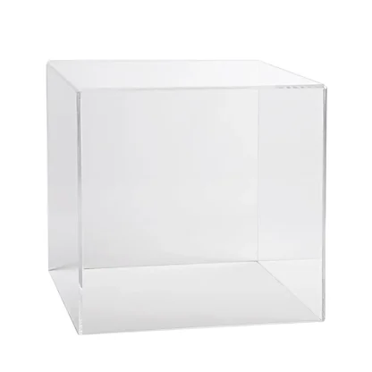 Caja de presentación acrílica transparente de 15"" X 15"" con un lado abierto, elevador cuadrado versátil para productos al por menor o contenedor de almacenamiento de mercancías No
