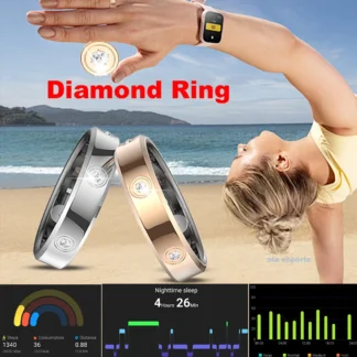 Ola Esporte diamante lujo anillo inteligente Monitor de salud Ip68 impermeable salud pareja SmartRing regalo deporte análisis de datos Control BT