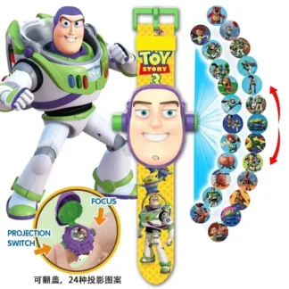 Disney StellaLou LinaBell Buzz Lightyear dibujos animados lindo proyección luminosa Flip reloj creativo Kawaii juguetes para niños al por mayor