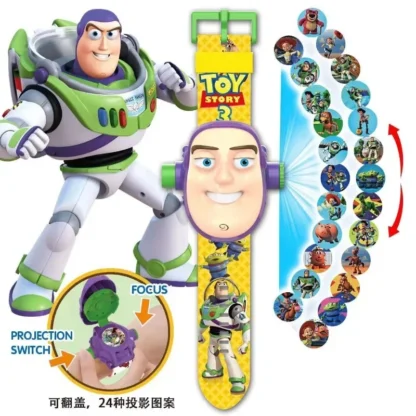 Disney StellaLou LinaBell Buzz Lightyear dibujos animados lindo proyección luminosa Flip reloj creativo Kawaii juguetes para niños al por mayor