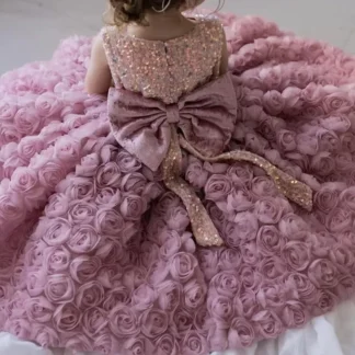 Vestido de princesa para niña de un año, vestido de hada rosa para niña, falda esponjosa, vestido para bebé