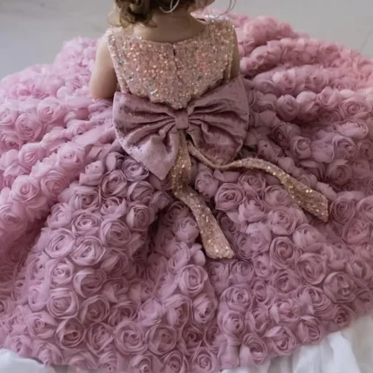 Vestido de princesa para niña de un año, vestido de hada rosa para niña, falda esponjosa, vestido para bebé