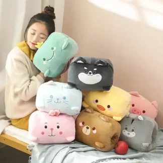 Calentadores de manos de felpa sin enchufar, almohadas para siesta, cojines, calentadores de manos, protección del medio ambiente